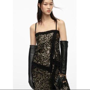 ZARA SEQUIN Chiffon Trimmed TOP LIMITED EDITION sz.M